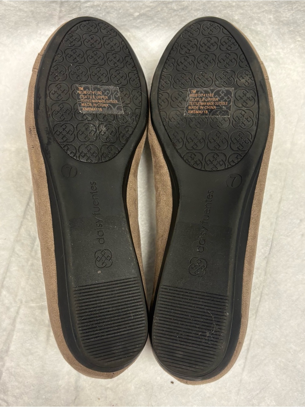 Daisy Fuentes Taupe Suede Flats with Silver Medallion - Picture 5 of 8